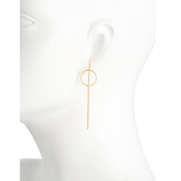 SHAANTI JEWELS Gold Made In India 18kt Gold Plated Linear Earrings - Picture 2 of 2